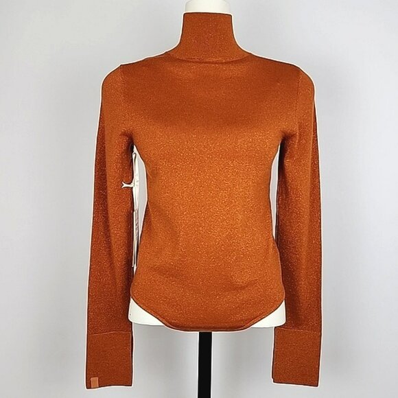 Athleta x Alicia Keys Women's Bodysuit Merino Wool Burnt Orange Gold Speck Sz M - Picture 3 of 15